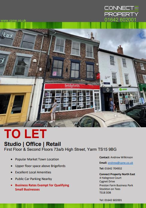 Upper floor commercial space available to let now!